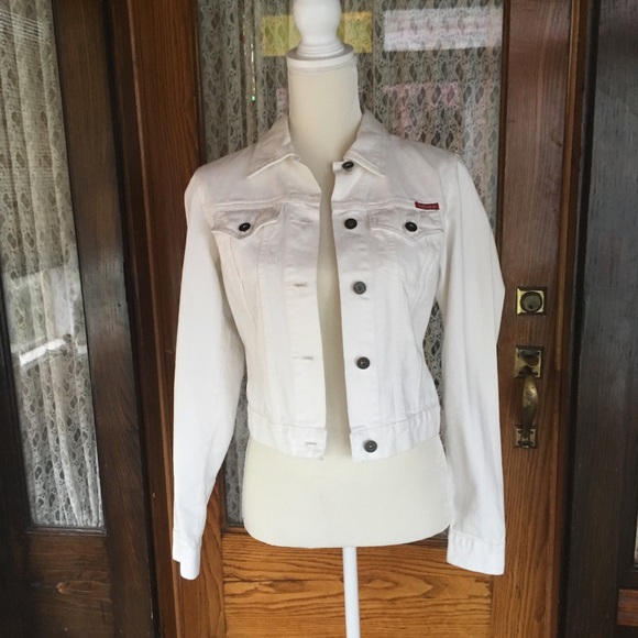 GUESS DENIM JEAN JACKET WHITE LADIES SIZE SMALL - Picture 1 of 8